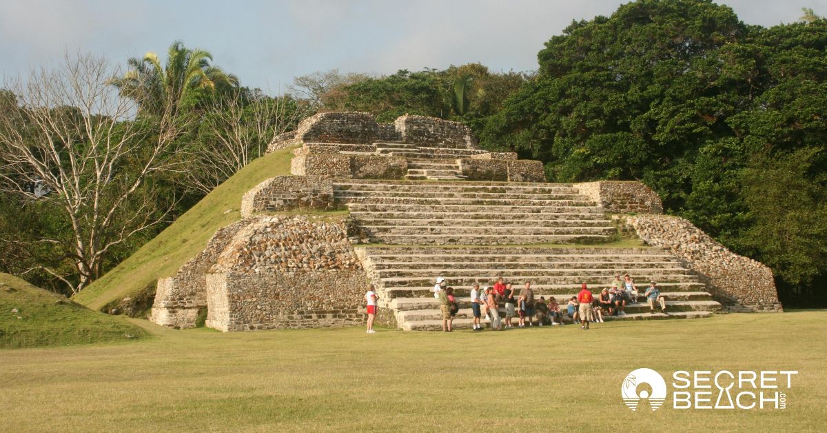 People exploring Belize's Maya Ruins